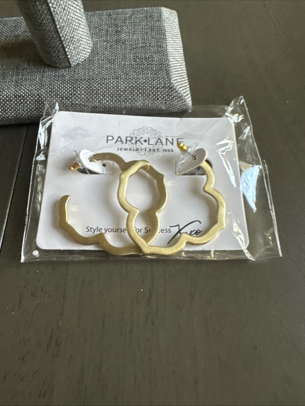 Park Lane Matte Gold Scalloped Hoop Earrings
